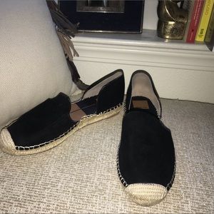 Black espadrille slip on shoes